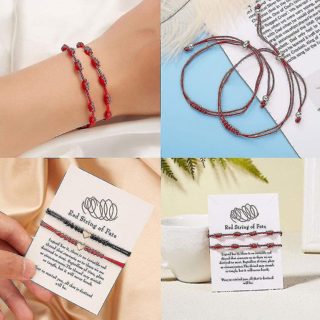 2 stk Lucky Red String armbånd Kabh Amulet 7 knob beskyttelse reb gave høj kvalitet
