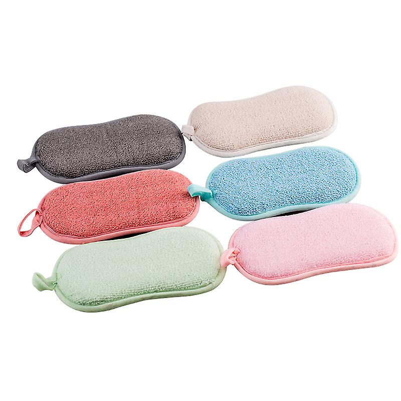 Reusable Washable Microfiber Dishwashing Sponge for Kitchen Plates Pans (6 Pcs)
