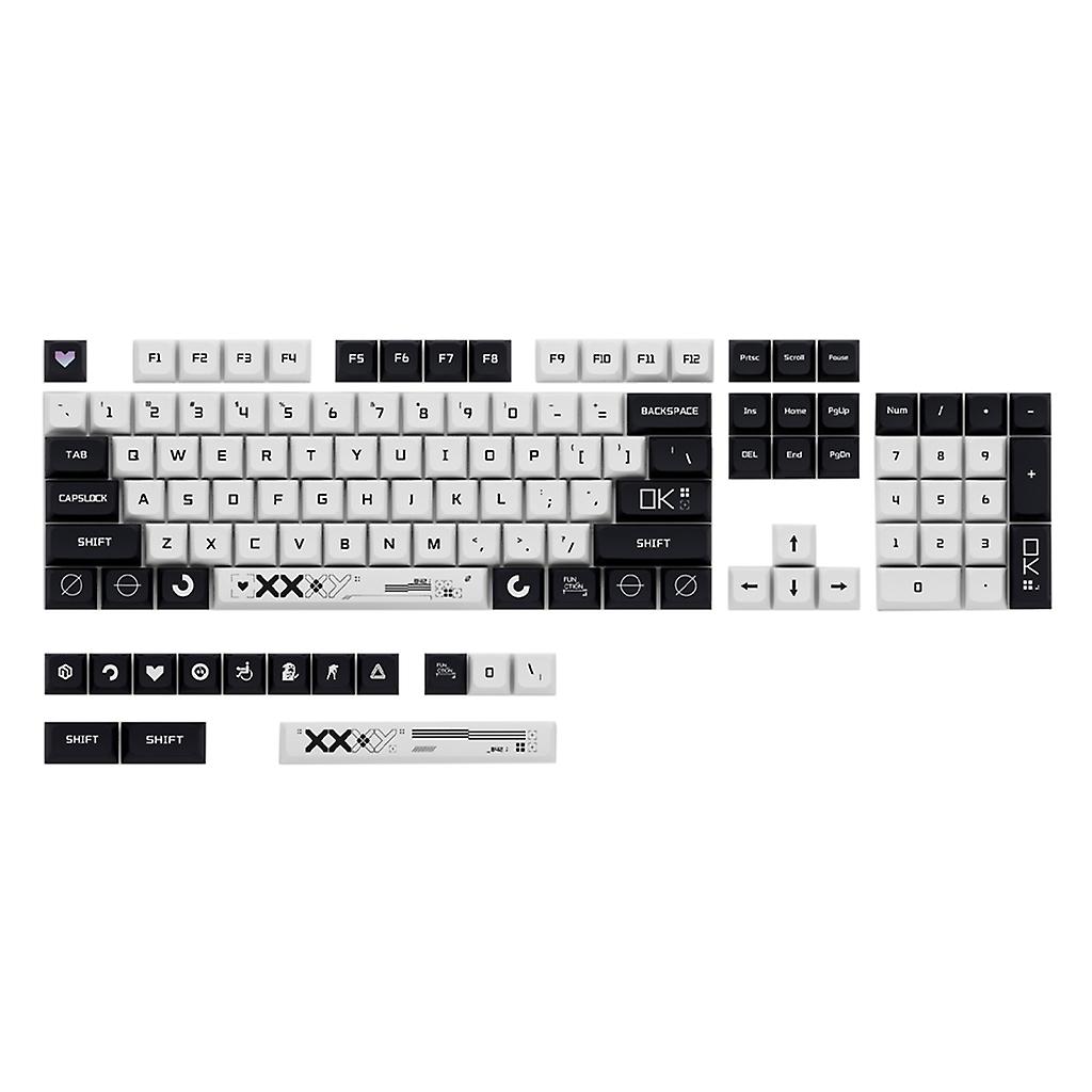 118 Keycaps PBT XDA Profile Standard Dye Sublimation Process BlackWhite Keycap