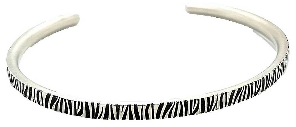 Ti2 Titanium Zebra Print Slim Torc Bangle - Silver/Black
