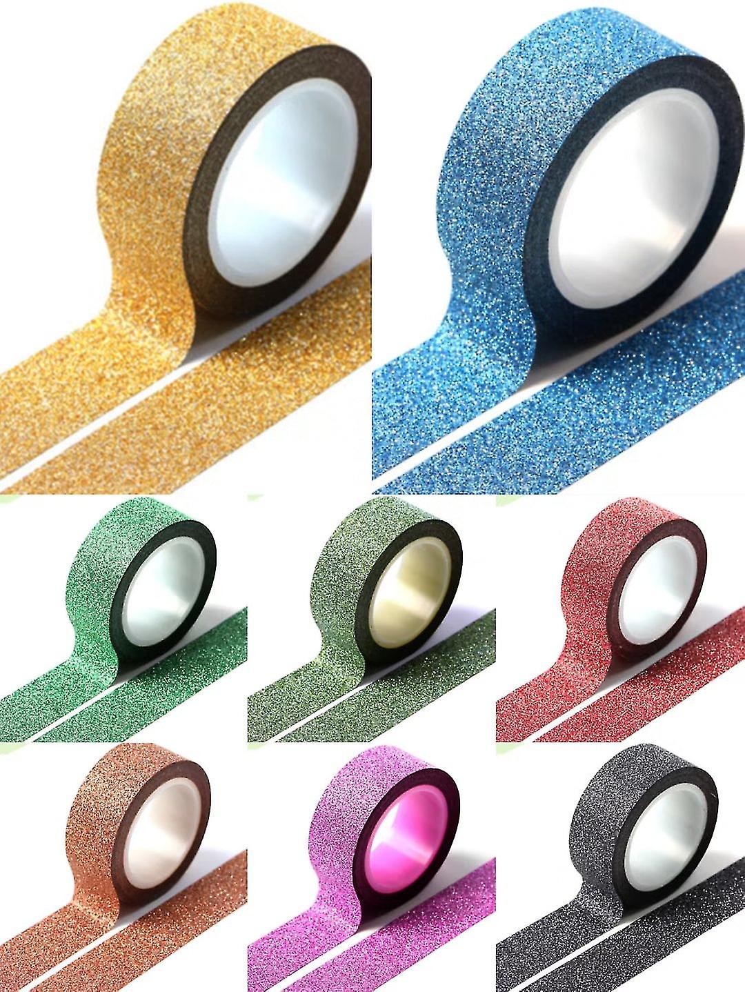 8rolls Gold Glitter Tape,15mm By 5m,for Scrapbook,crafting