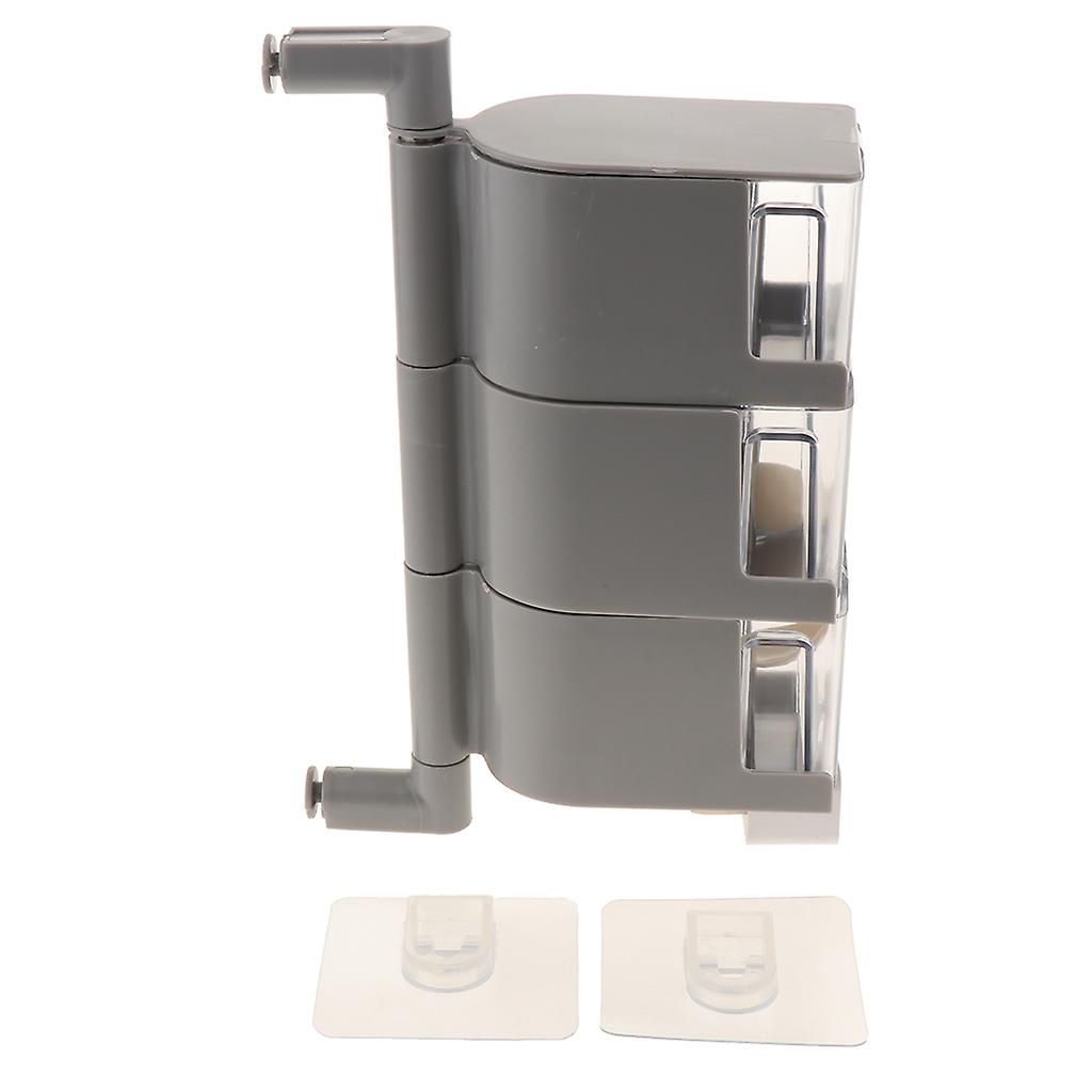 Wall Mounted Rotatable Revolving Spice Jars Rack Set Cruets 3 Tier Gray