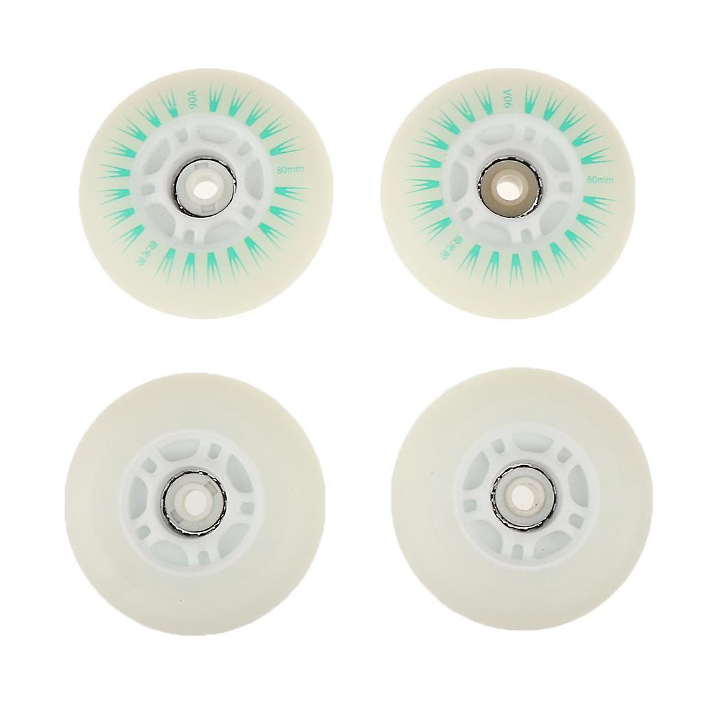 4 חלקים נורות LED מהבהבות גלגלי החלקה על גלגלי החלקה על גלגלי החלקה 80 מ"מ ירוק