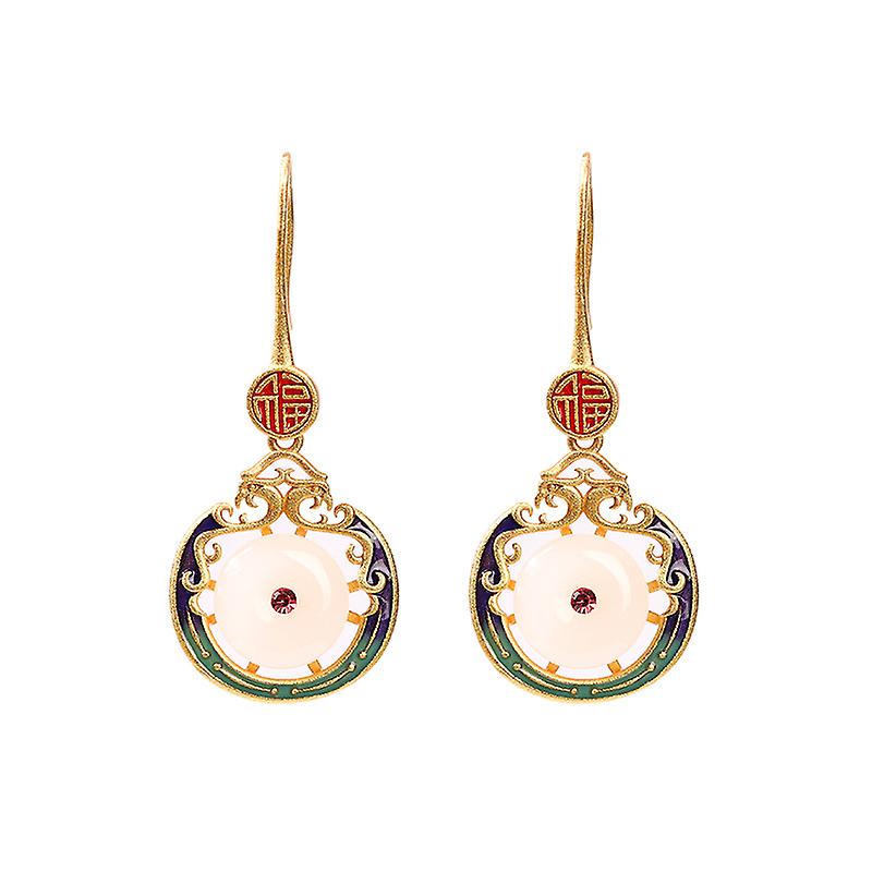 Cercei de jad cu cataramă de pace