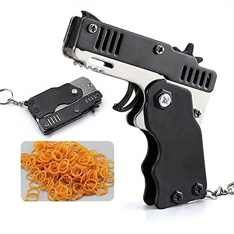 Safe And Portable Mini Metal Folding Rubber Transmitter Toy With Keychain And 60 Rubber Straps Safe And Portable Shooting Toy For Indoor And Outdoor