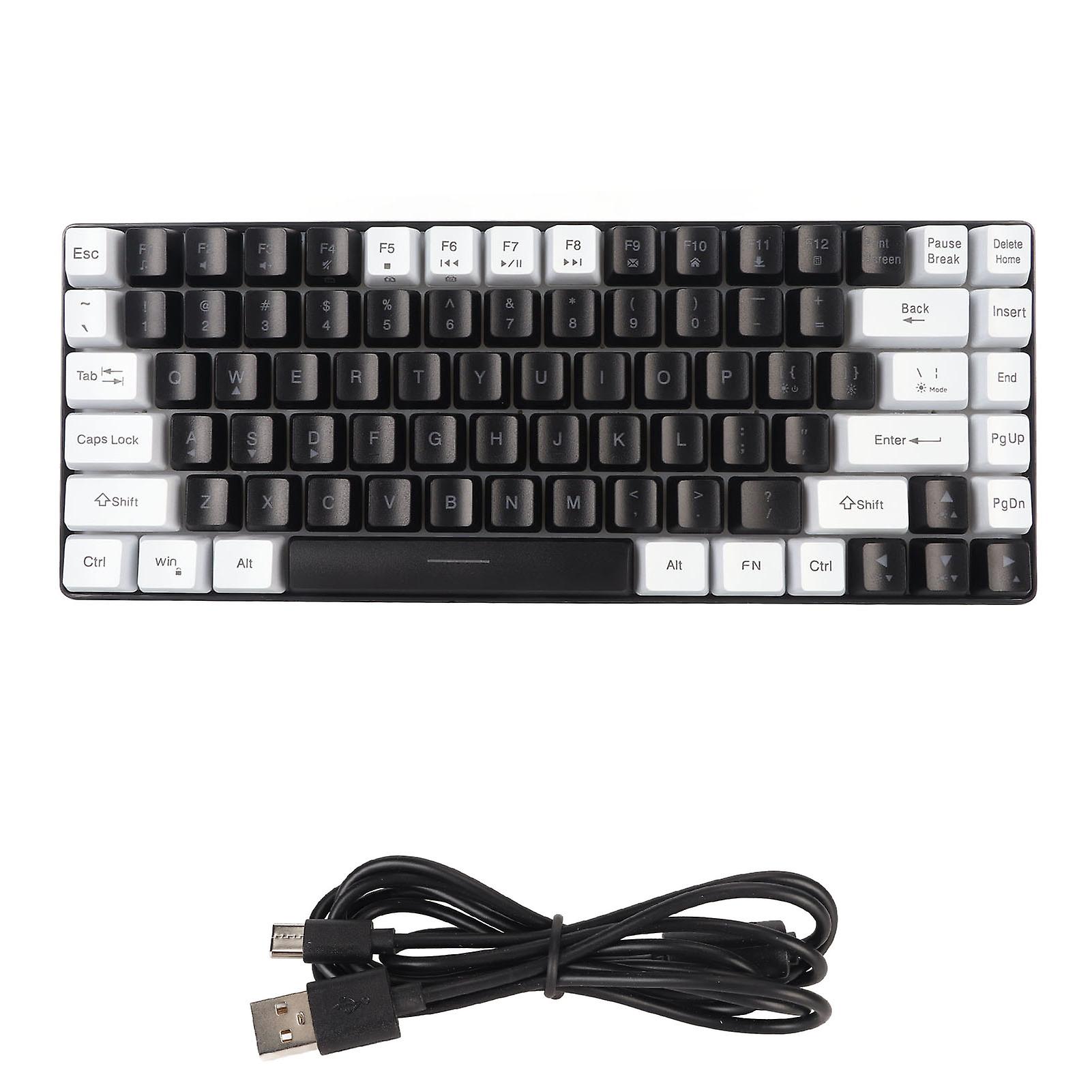 Gaming Keyboard Type C 84 Keys RGB Backlit Ergonomically Curved Quiet Wired Keyboard for Family Office Editing