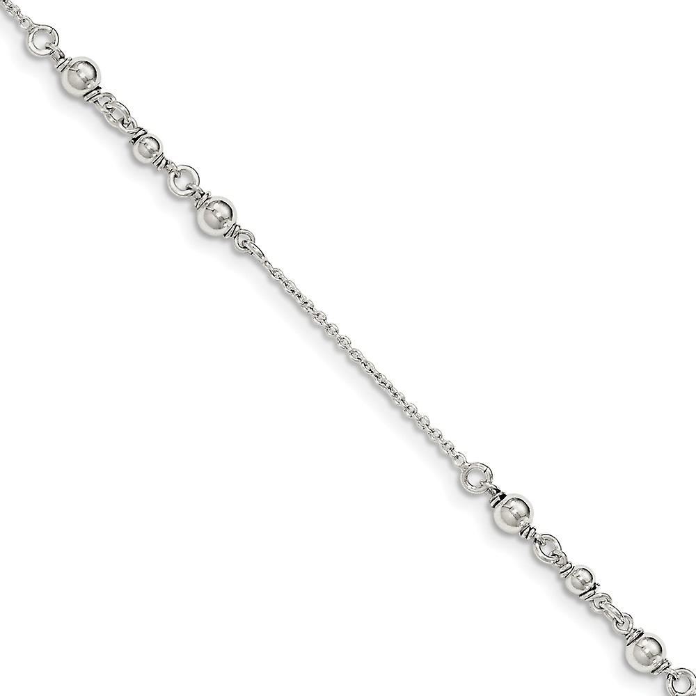 925 Sterling Silver Lobster Claw Closure Polished With 1in. Ext. Fancy Anklet 9 Inch-Anklet for Women