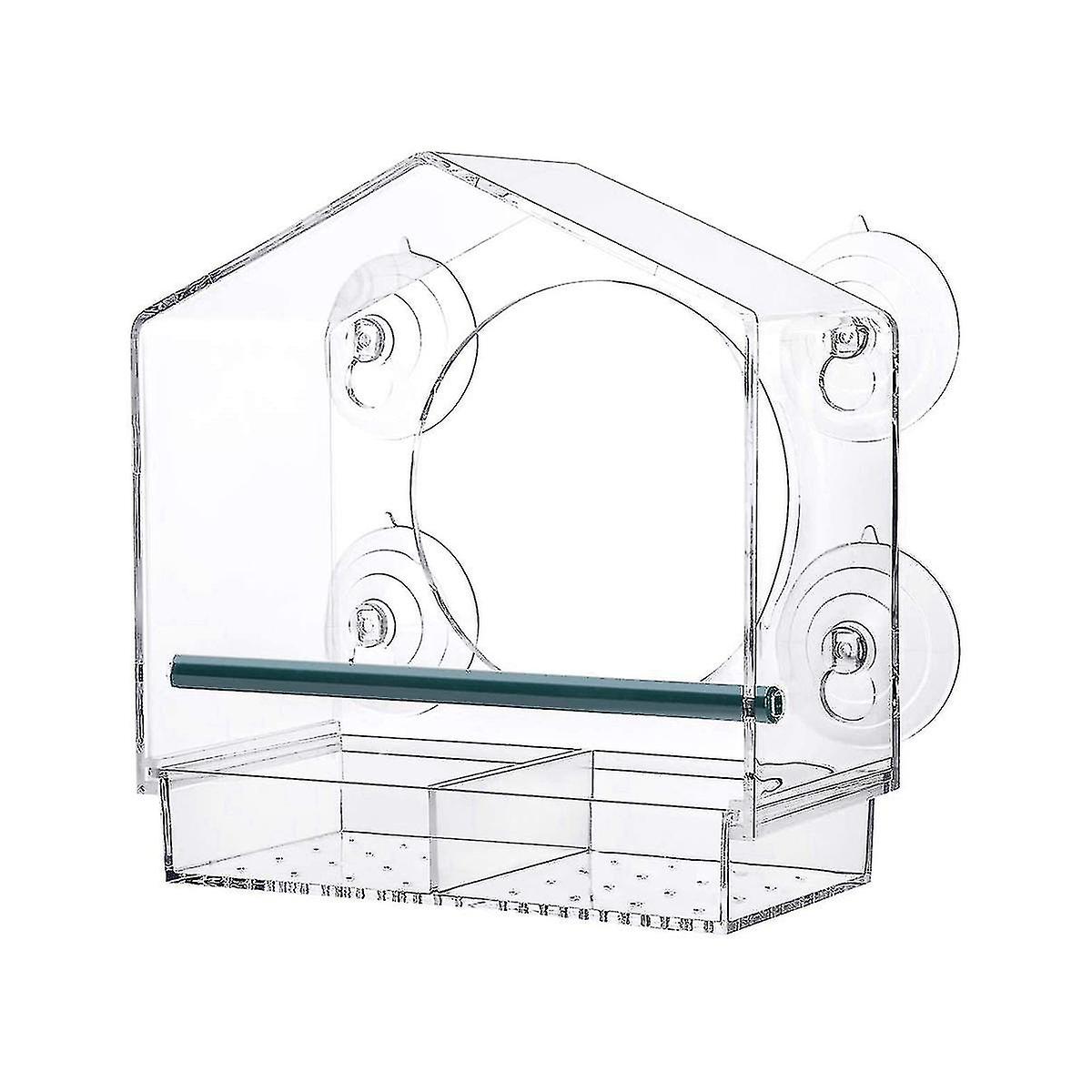 Window Bird Feeders With Strong Suction Cups, Clear For Outside,bird House With 2 Compartment Remov