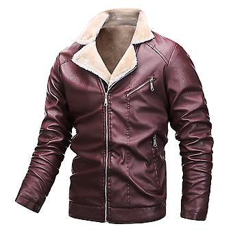 Youthup Mens Leather Coat Cashmere Fleece Lined Jacket