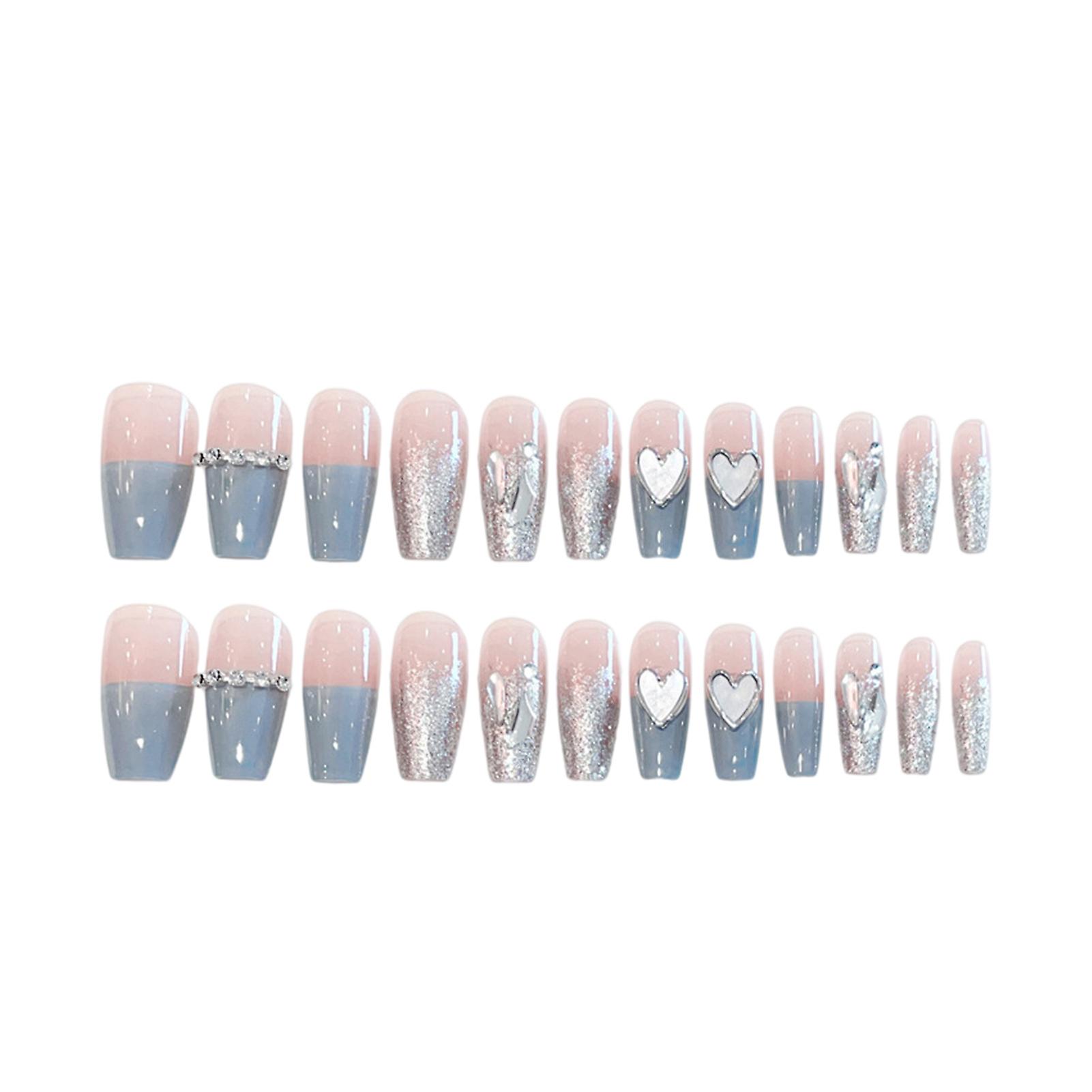 Glitter Rhinestone Decor Gentle Fake Nails Durable & Never Splitting Com