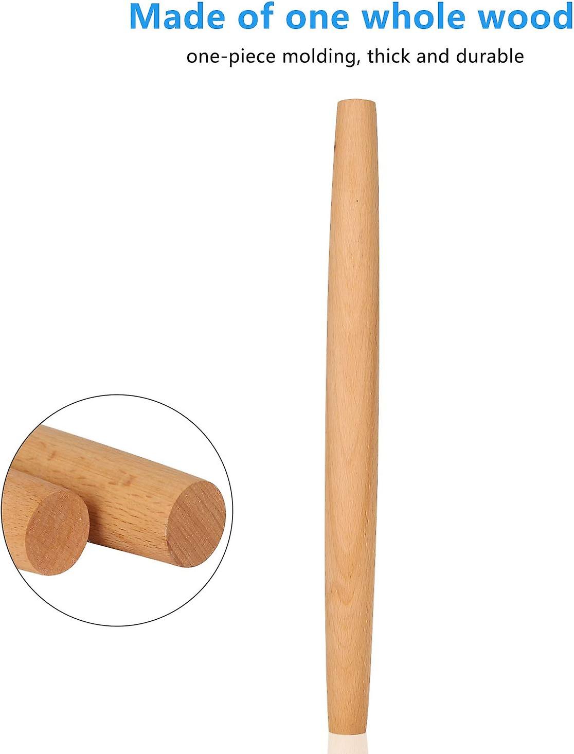 Bamboo Land French Rolling Pin Set - 2-Piece Natural Wooden Rolling Pins (8 Inch & 15.7 Inch)