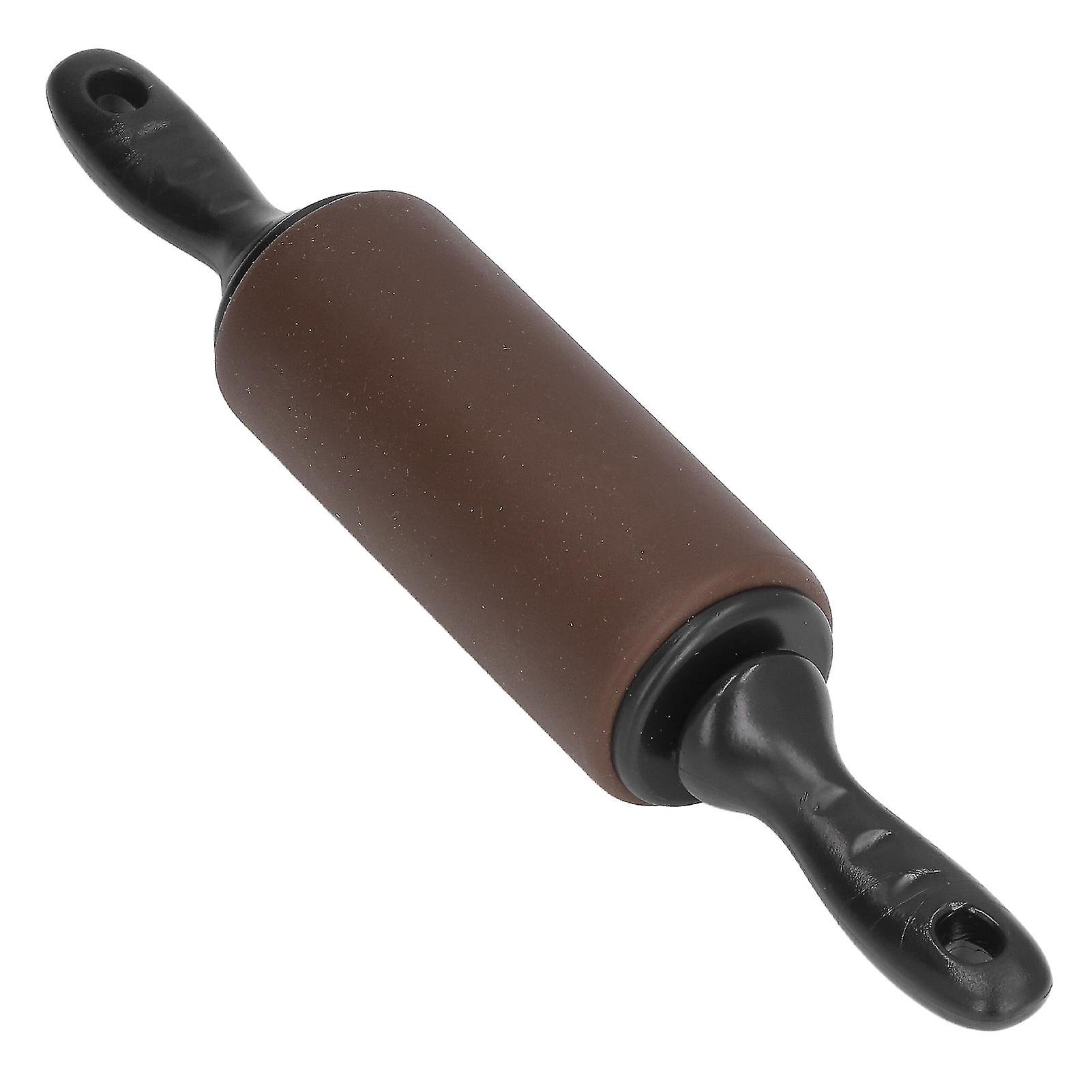 Brown Non-Stick Rolling Pin 24.5cm Silicone ABS Dough Roller