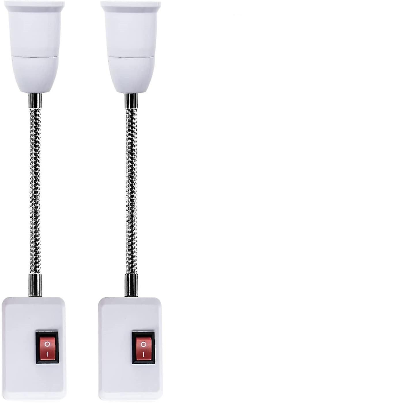 3-pack flexibel lamphållare, plug-in vägglampa, E27 utökad lamputtagsadapter med på / av-brytare