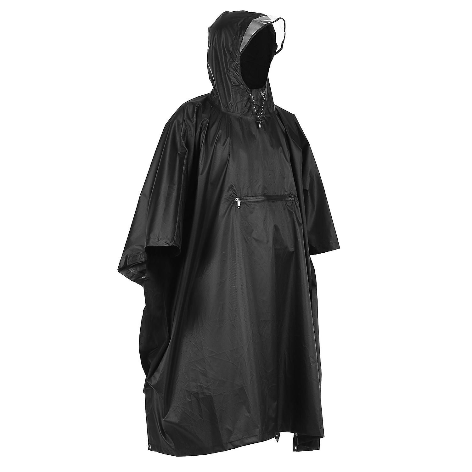 Lixada Hooded Rain Poncho Waterproof Raincoat Jacket Cycling Rain Cover for Outdoor Camping Hiking F