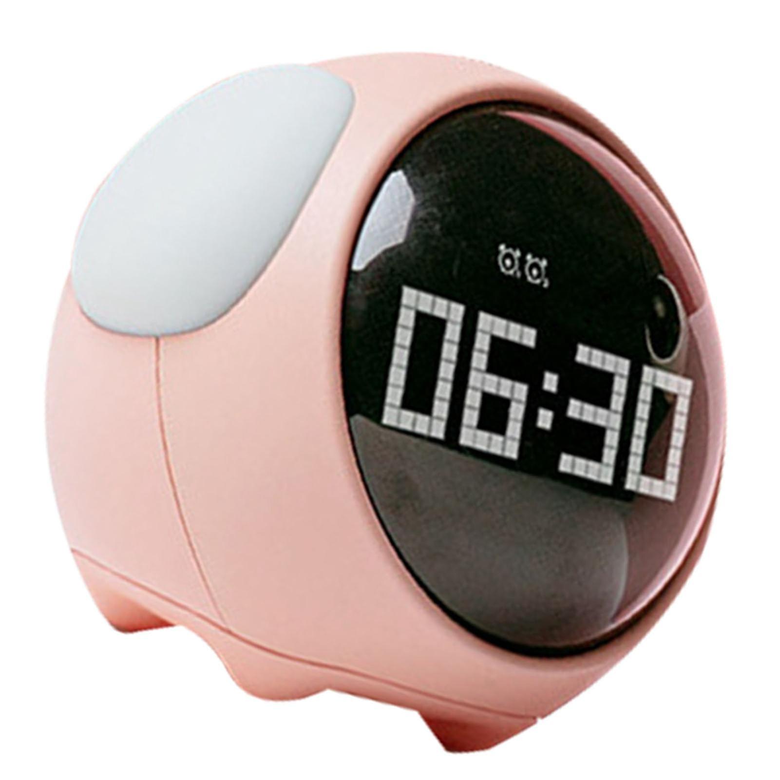 Expression Clock Cute Dog Shape Multifunctional LED Digital Alarm Clock Voice Activated Night Light Pink 