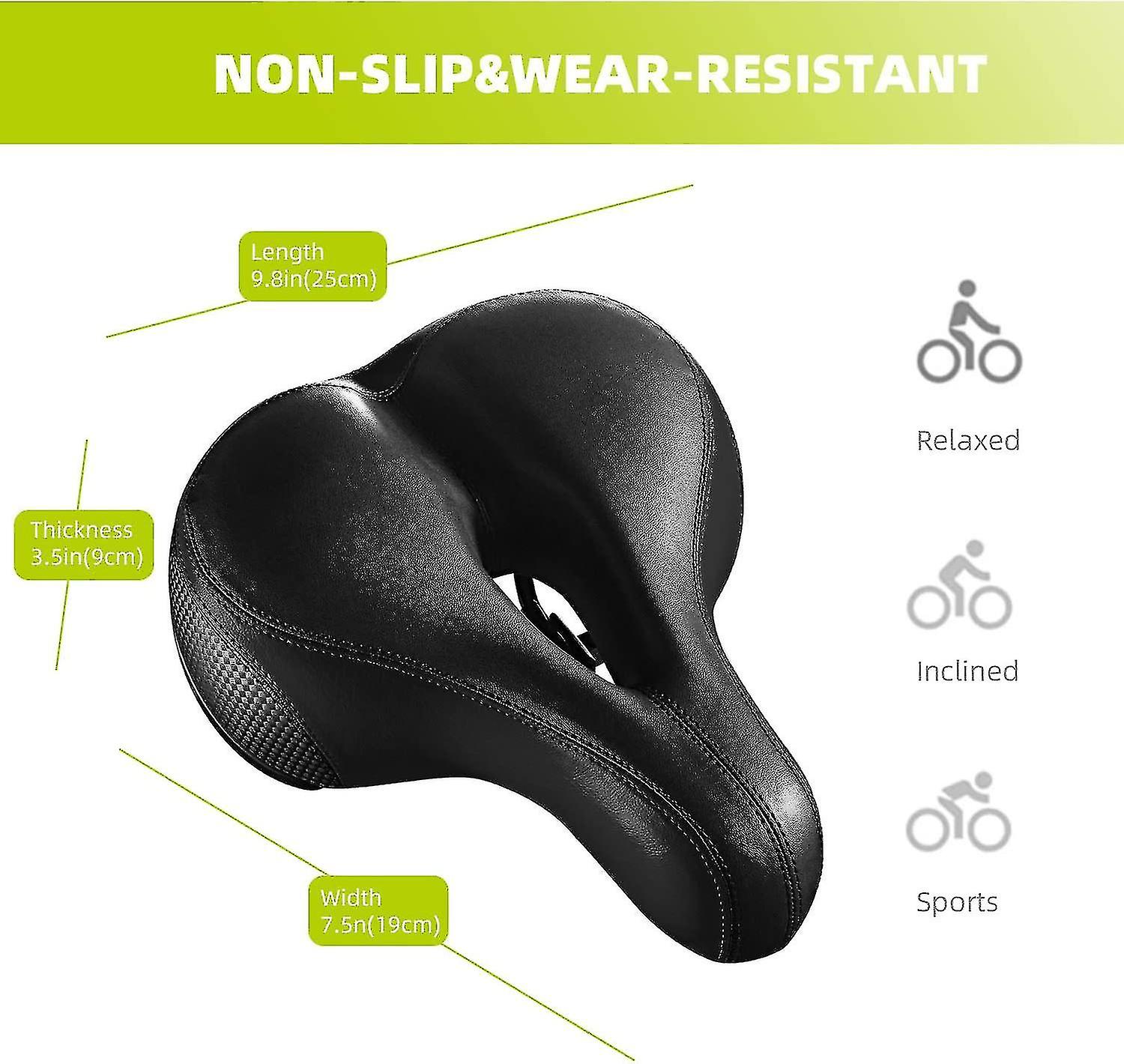 Selle Vélo Confort – Coussin Absorbant VTT Route Cuir PU Marron 35x25x10cm