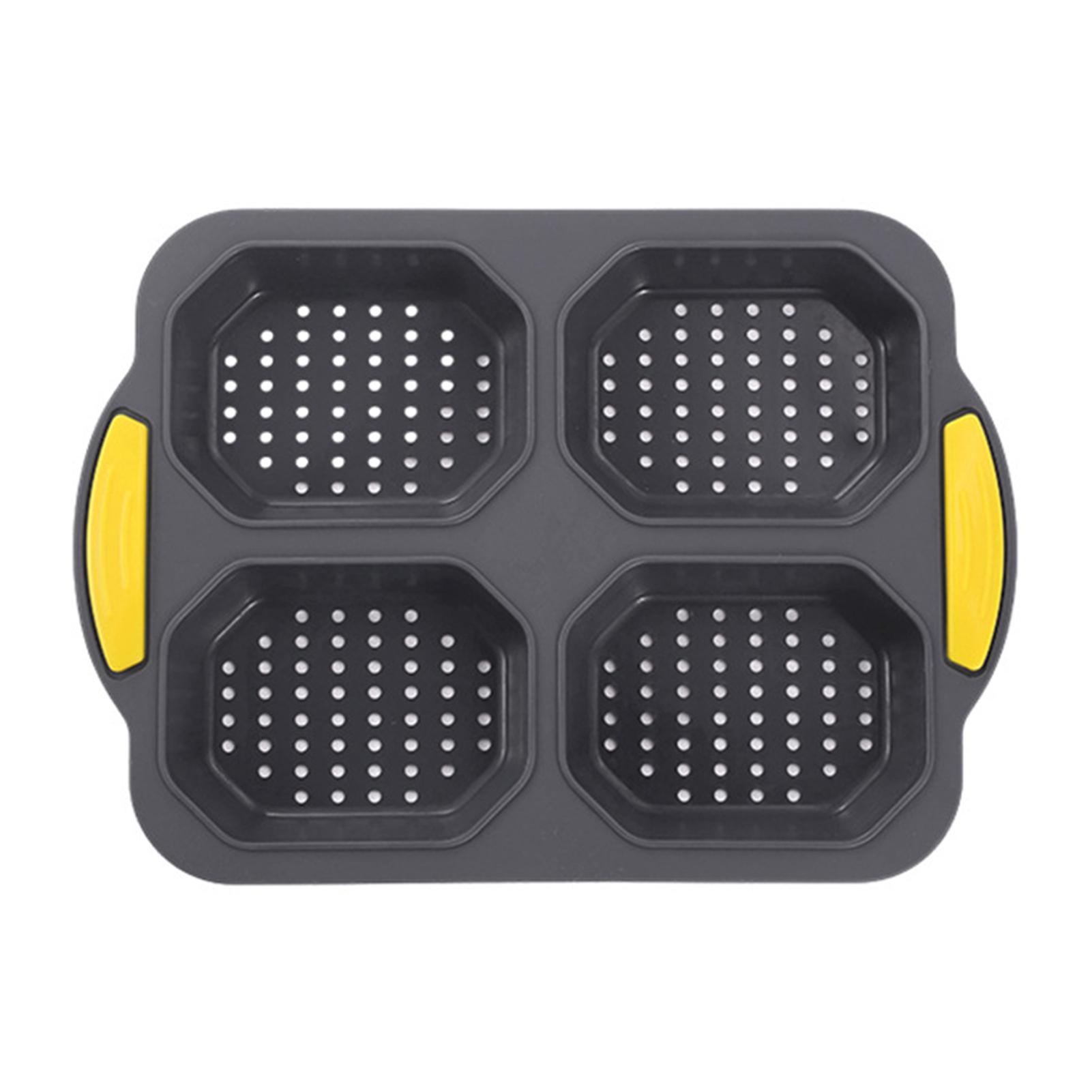 4 Cavities Silicone Hamburger Bun Pan Easy Cleaning Bread Making Pan for Buns Loave