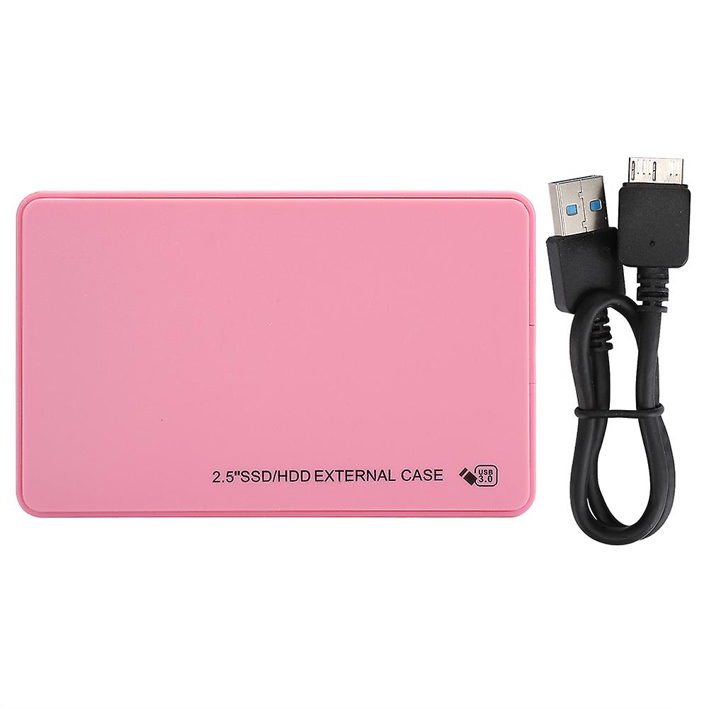 2.5 inch ABS Mobile Hard Drive External Enclosure, 5Gbps Transmission, USB 3.0 SATA Hard Drive Enclosure Pink (Hard Drive Not Included)
