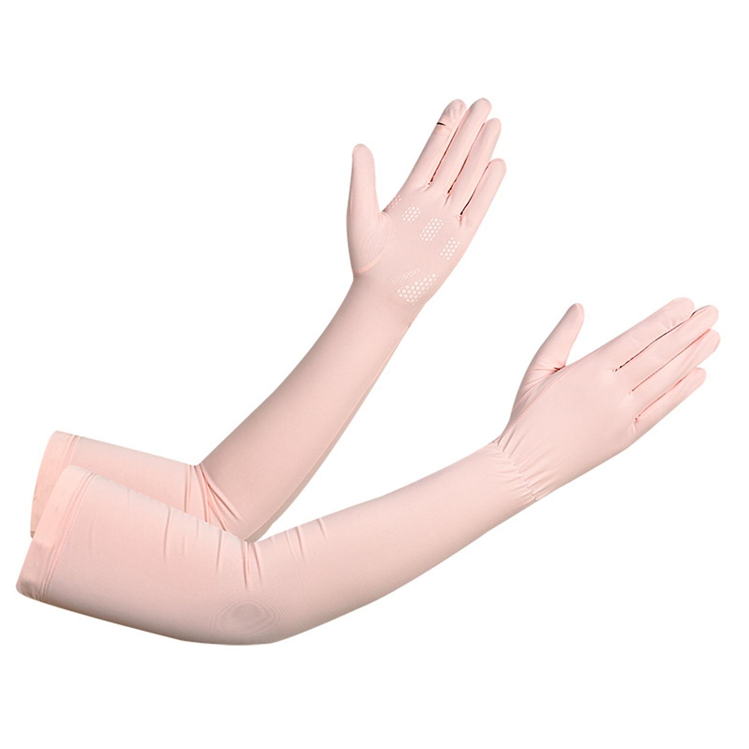 1 Pair Silicone Anti-slip Palm Flip Fingertip Long Arm Sleeves Solid Color Anti-UV High Elasticity
