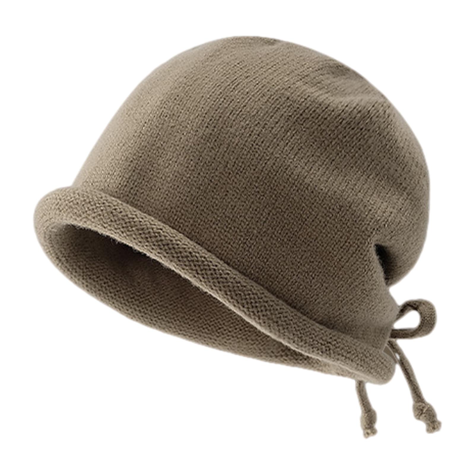 Pop-Style Show Face Smaller Stacked Hat with Drawstring Comfortable Windproof Hats for Cold Weather
