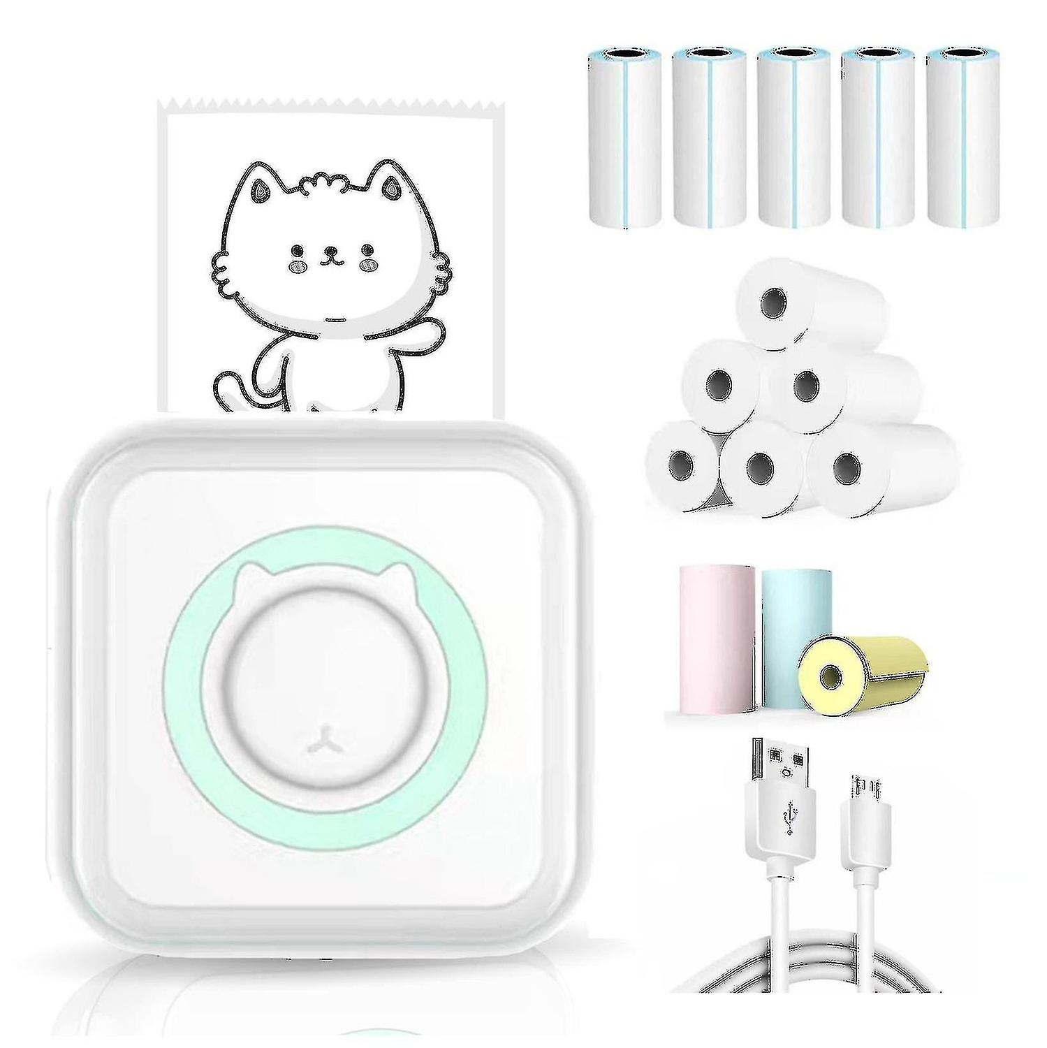 Portable Compact Bluetooth Thermal Printer, Mini Wireless Printer for Notes Photos Labels with 10 Ro