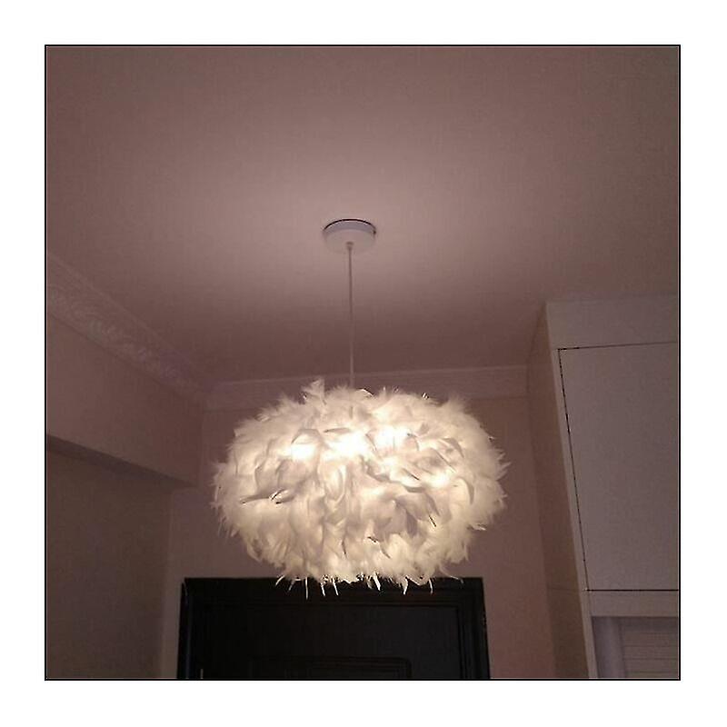 Hvid fjerlysekrone E27 40w - Diameter 45cm