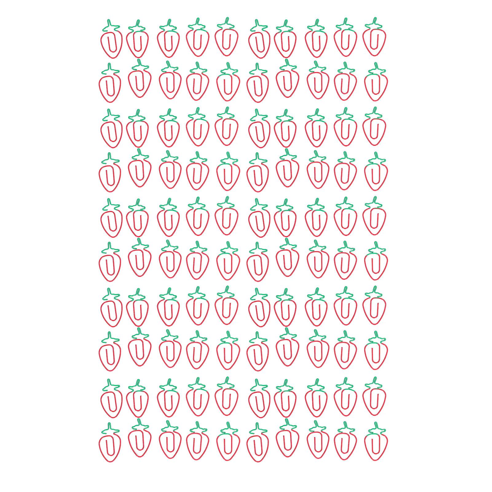 100Pcs Strawberry Paper Clips: Electroplated Metal with Wide Application for Home and Office Use