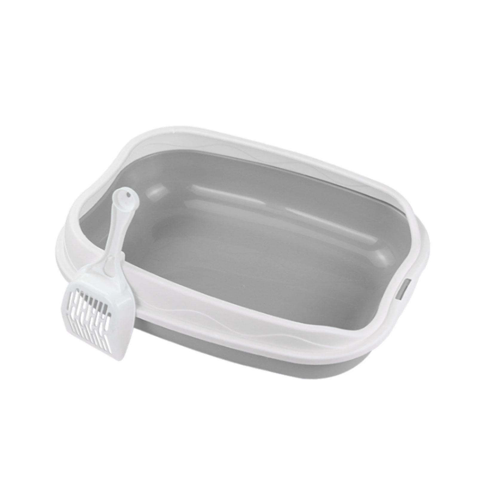 Cat Litter Box Cat Sandbox Container Cat Sand Basin Open Top Pet Litter Tray gray