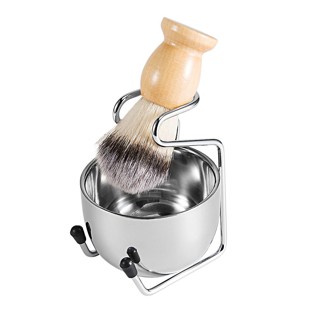 Barbersæt i rustfrit stål til mænd, barberkost med træhåndtag