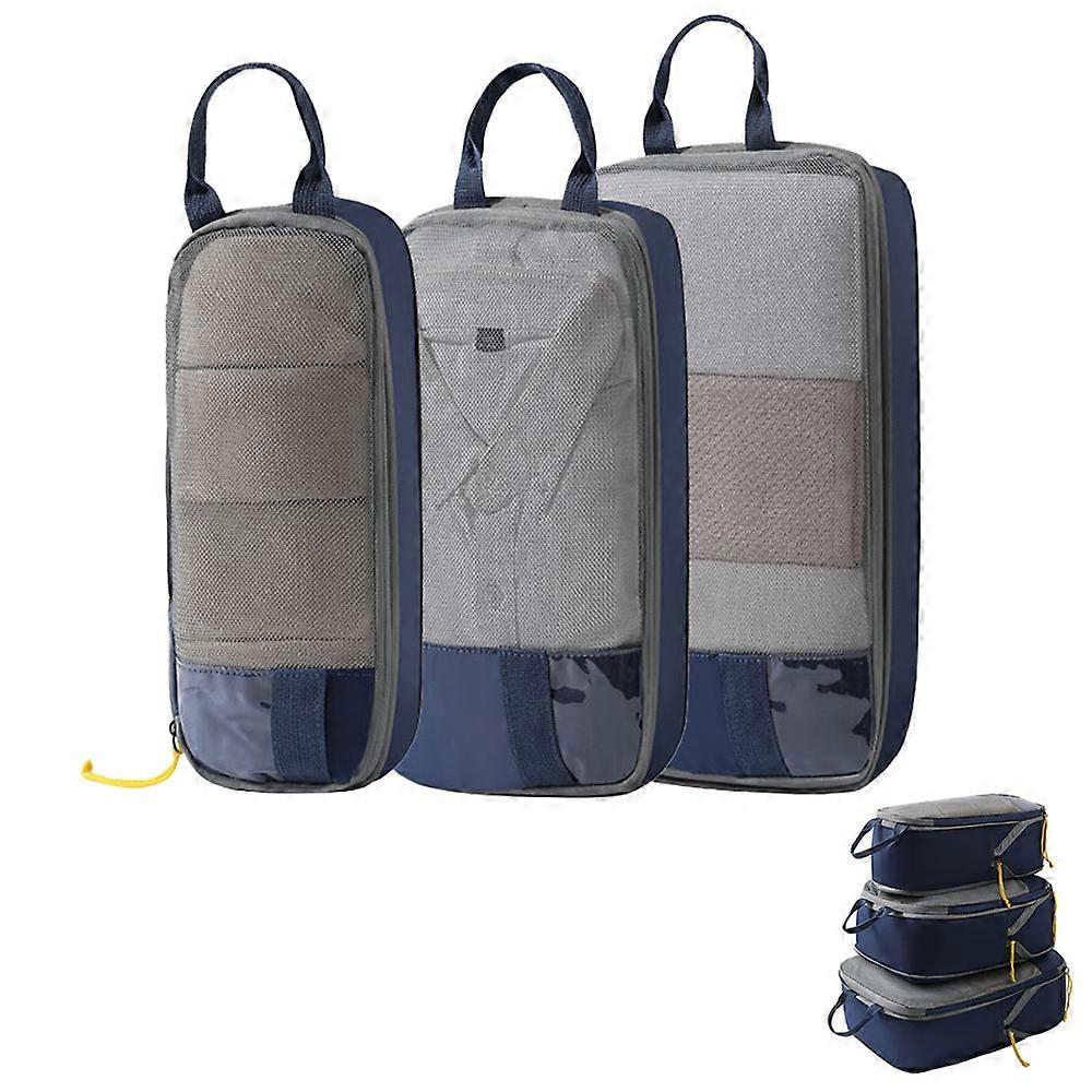 3pcs Compression Storage Bag Set Packing Carry Organizers -Dark blue