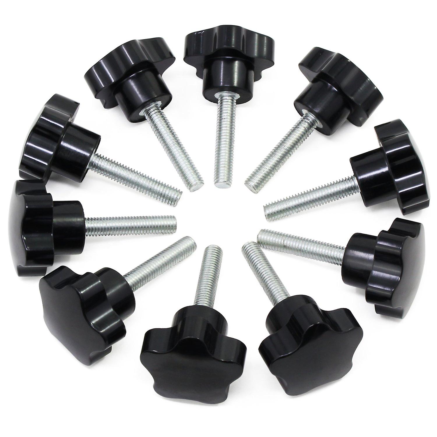 M8x50 Female Thread Nut Clamp Handle, Star Shaped Hand Knobs Black Plastic Screw Handle Clamp Knob for Mechanical Equipment