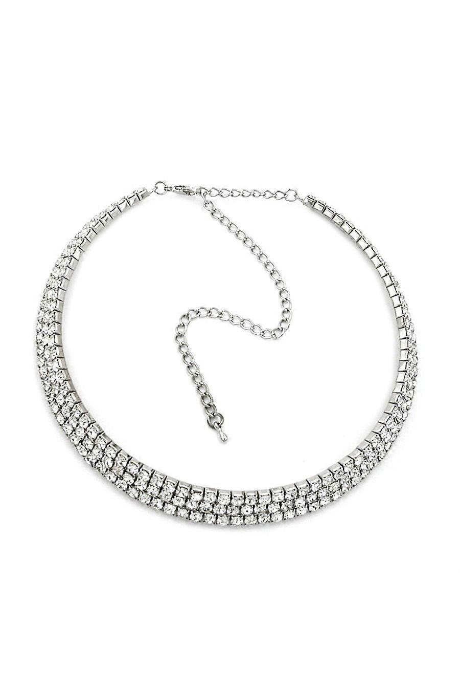Necklace Rhinestones Rhodium Plated - Gl01229