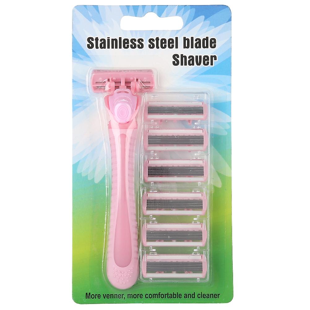 6 Pcs Women Razor Blades 6 Layers Manual Body Hair Removal Epilator with 1 Handle