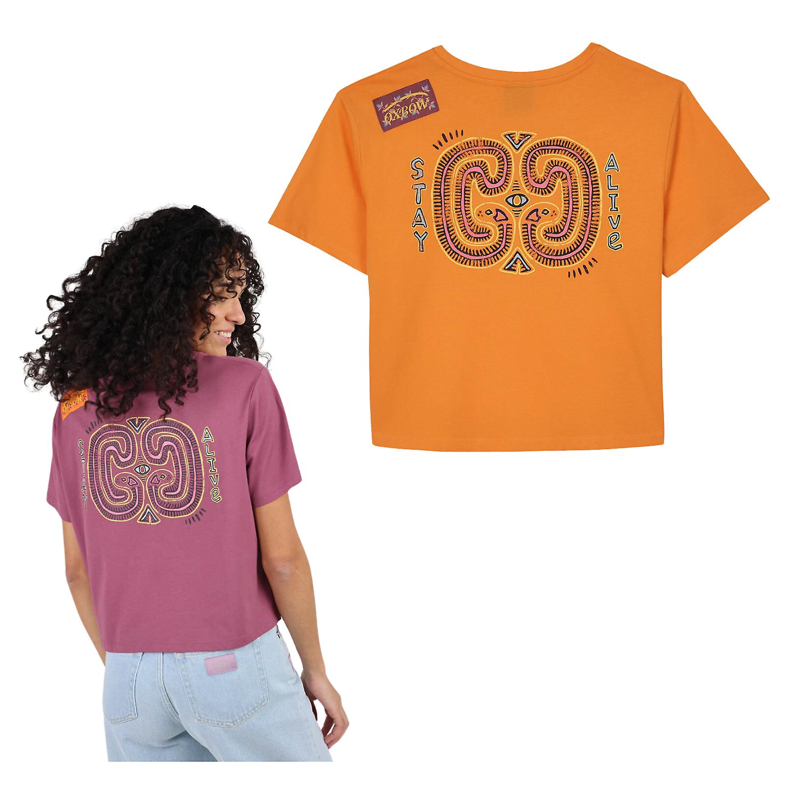 OXBOW Womens Tisurf Round Neck Cropped Printed Short Sleeve T Shirt Tee Top