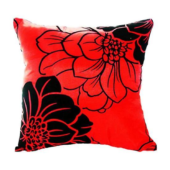 Red Flower Printed Square Shape Home Sofa Bedroom Pillow Case Cushion Cover