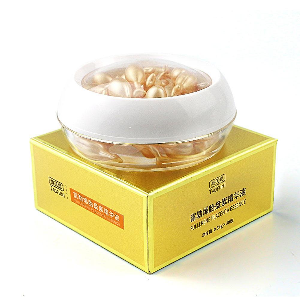 Fullerene Placenta Extract Capsules 30 Count Moisturize Repair Skin Reduce Fine Lines Wrinkles Pores Anti-Aging Skincare Travel Friendly