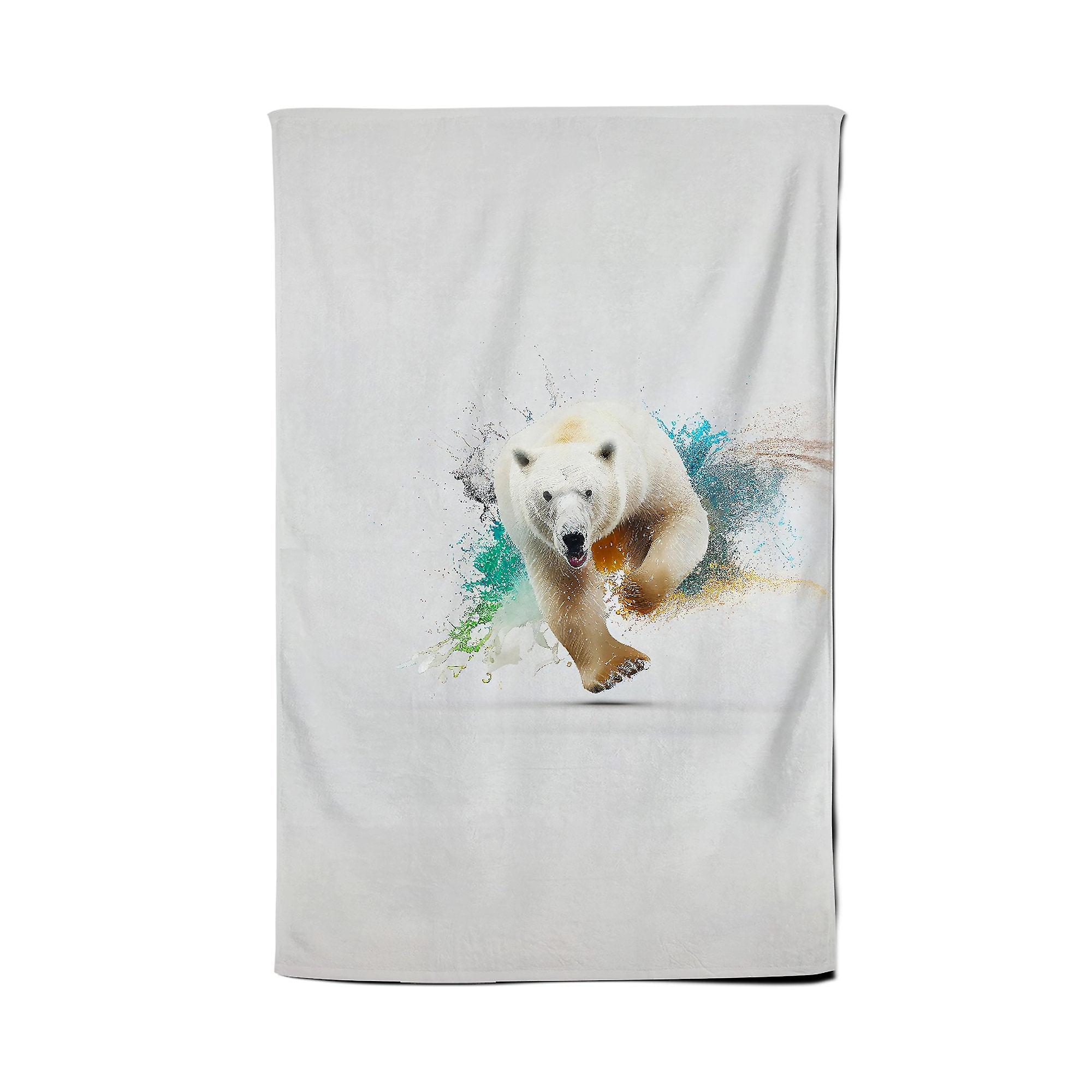 Charging Polar Bear Tea Towel
