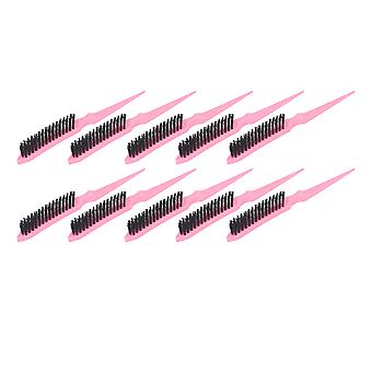 10pcs Rat Tail Brush Combs 3 Rows Nylon Brush Hair Teasing Brush for Hair Parting Stylishing