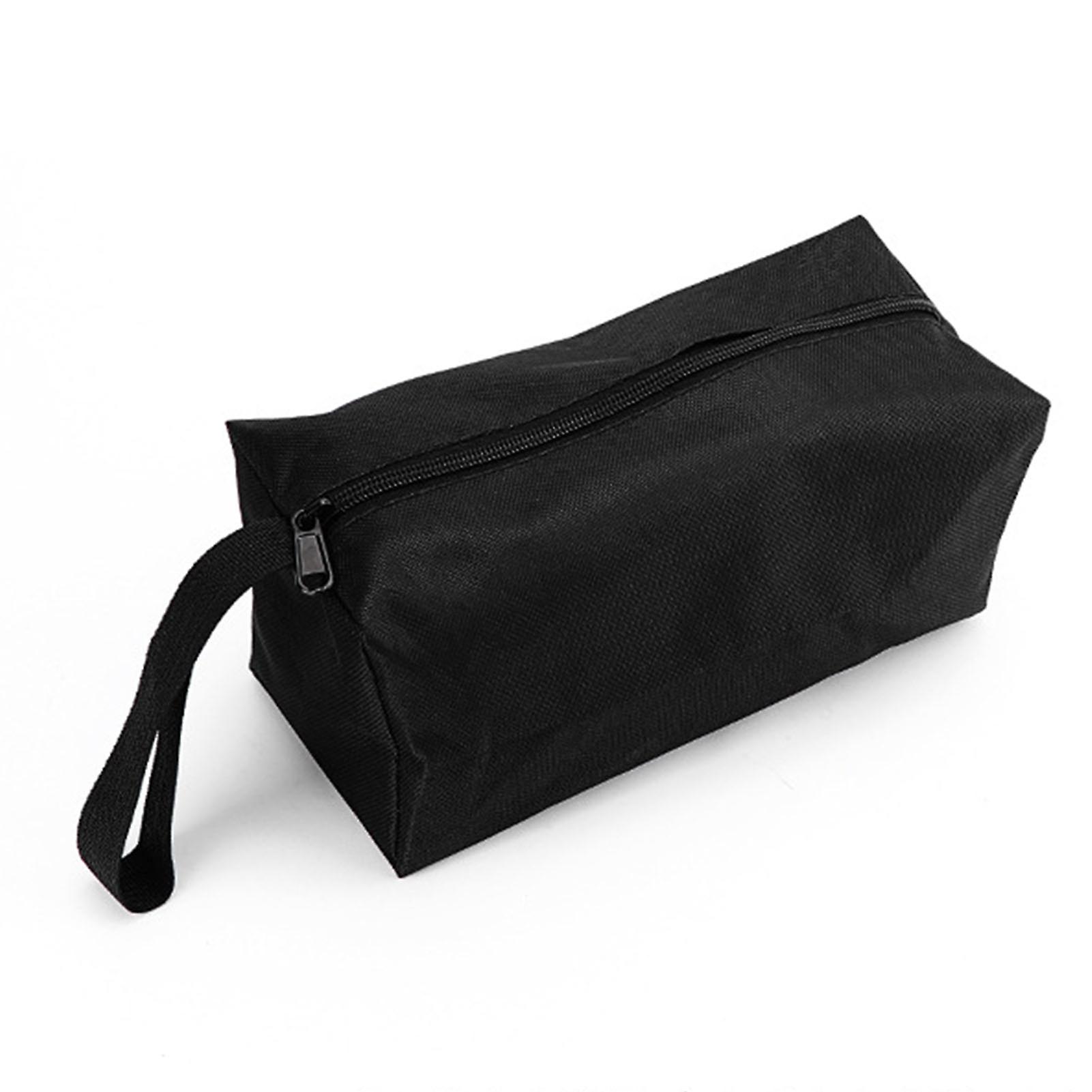 Zipper Tool Bag, Multi Purpose Oxford Cloth Wide Opening Portable Tool Pouch for Storage (Black Large Size)