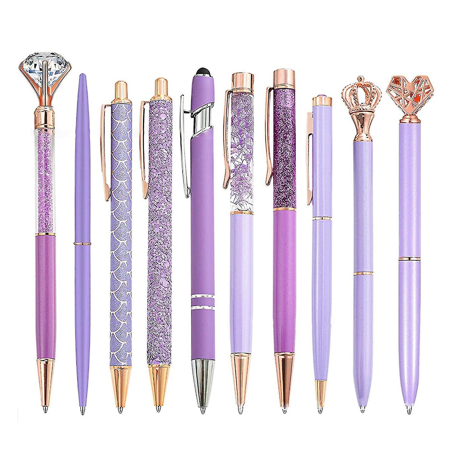 10pcs מקרה משובץ ריינסטון עט כדורי פשוט קשיח עט נייר מכתבים למשרד / בית ספר / בית