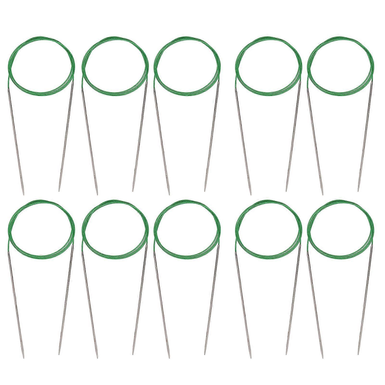 10pcs Circular Knitting Needle Multipurpose 100cm 39in  Length Ring Stainless Steel Sweater Thread Loop Needle Set