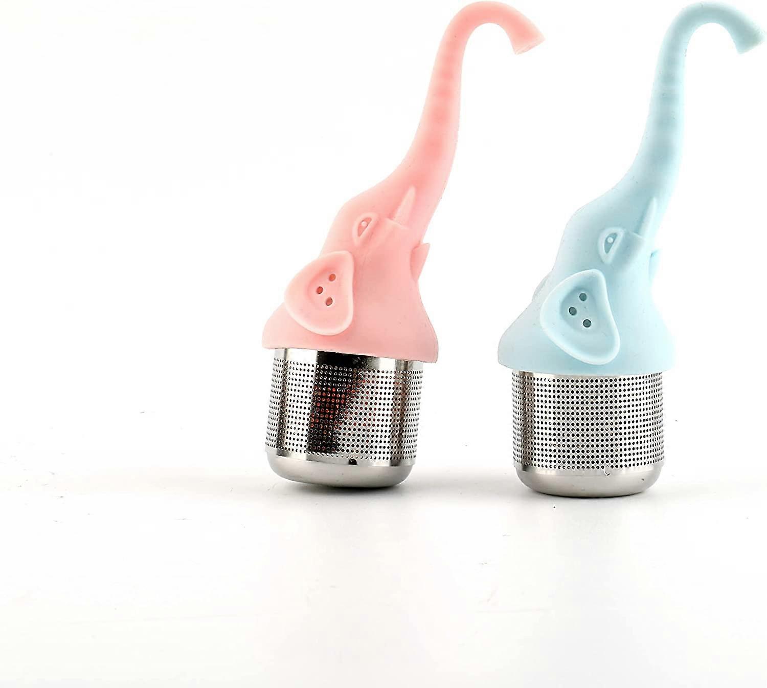 2Pcs Tea Filter Strainer, Tea Infuser for Loose Tea, Cute Tea Strainer, Fine Mesh Tea Strainer, Elephant Handle