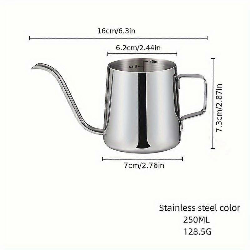 250ml/350ml handgjord vattenkokare i rostfritt stål - utsökt handgjord, matt finish, tunn och lång mun, hållbar och bärbar för utomhuscampi