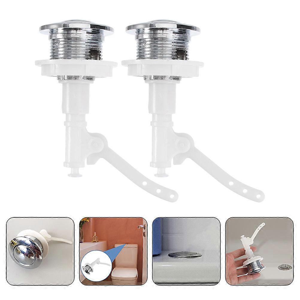 2Pcs toalett vanntank trykknapper Solid trykknapp stang lukker avføring tank bryter