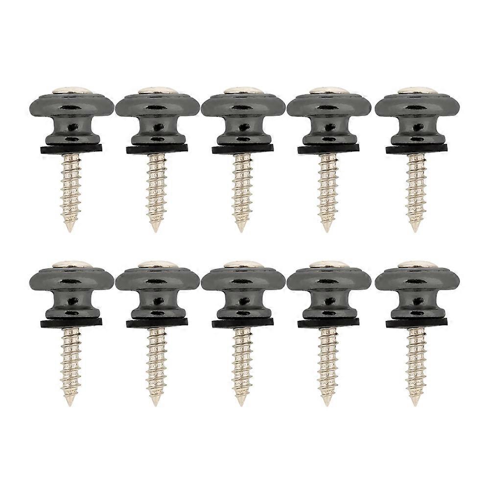 10pcs Guitar Strap Lock Button Metal End Pin With Screw For Ukulele Electric Bass(silver)