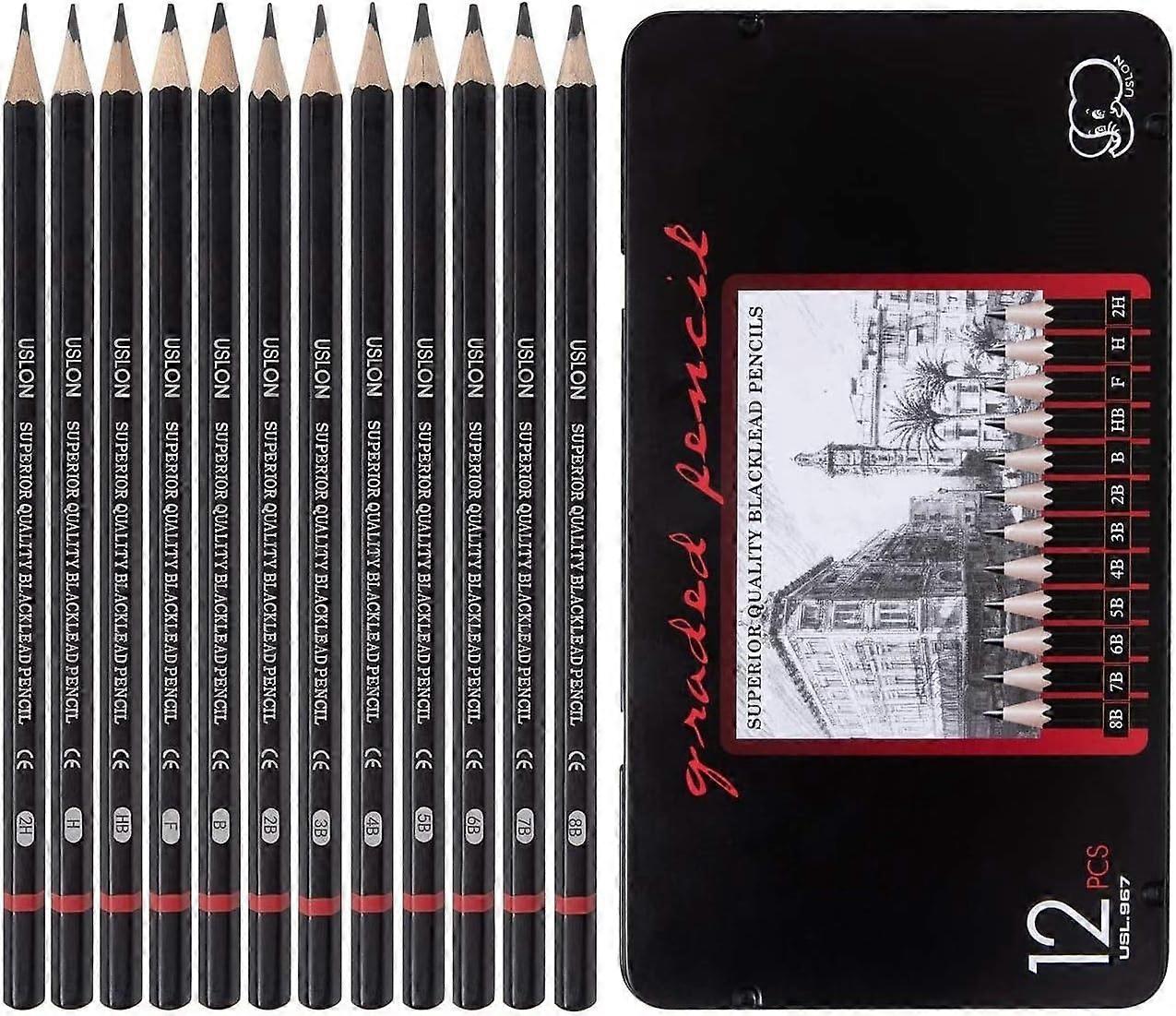 12 Pieces Professional Drawing Sketching Pencil Set - Art Drawing Graphite Pencils(8B - 2H), Ideal for Drawing Art, Sketching, Shading, Artist Pencil
