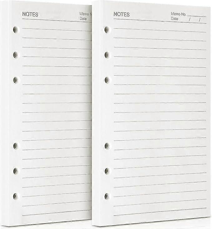 A5 Refill Paper, Ruled Paper, 6 Holes Ring Binder Inserts, Refillable for Notebook, Planner, Diary, Travel Journal, Organizer, 21 x 14.2 cm, 140 Sheet