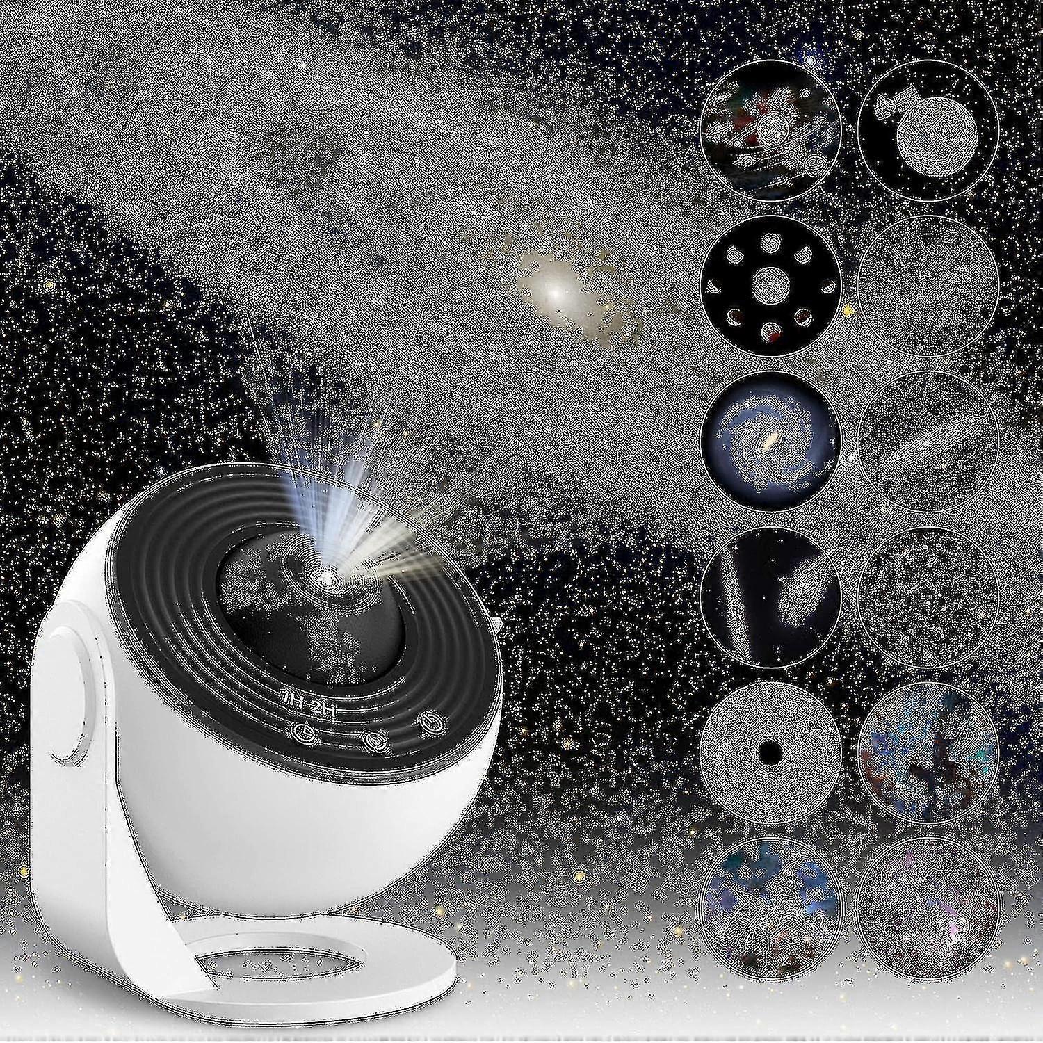 天文馆星空投影仪，银河投影仪，逼真的星空夜灯，带12张电影光盘，太阳系星座月亮儿童卧室L