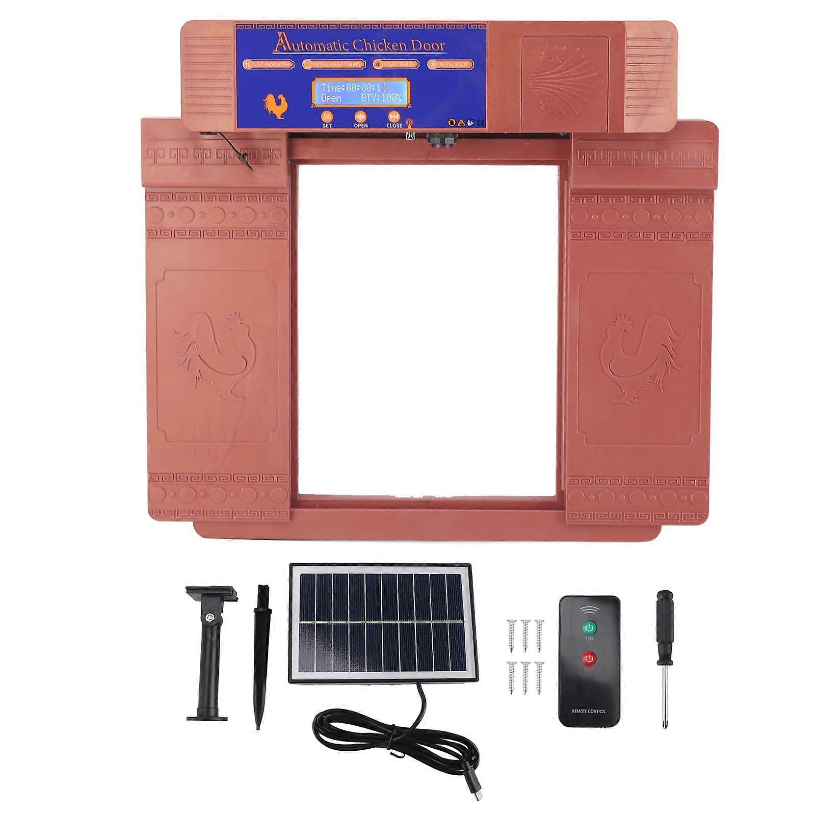 Solar Automatic Chicken Coop Door Professional Infrared Prevents Pinch Multi Modes Auto Coop Door With Timer Light Sensor And Remote Control