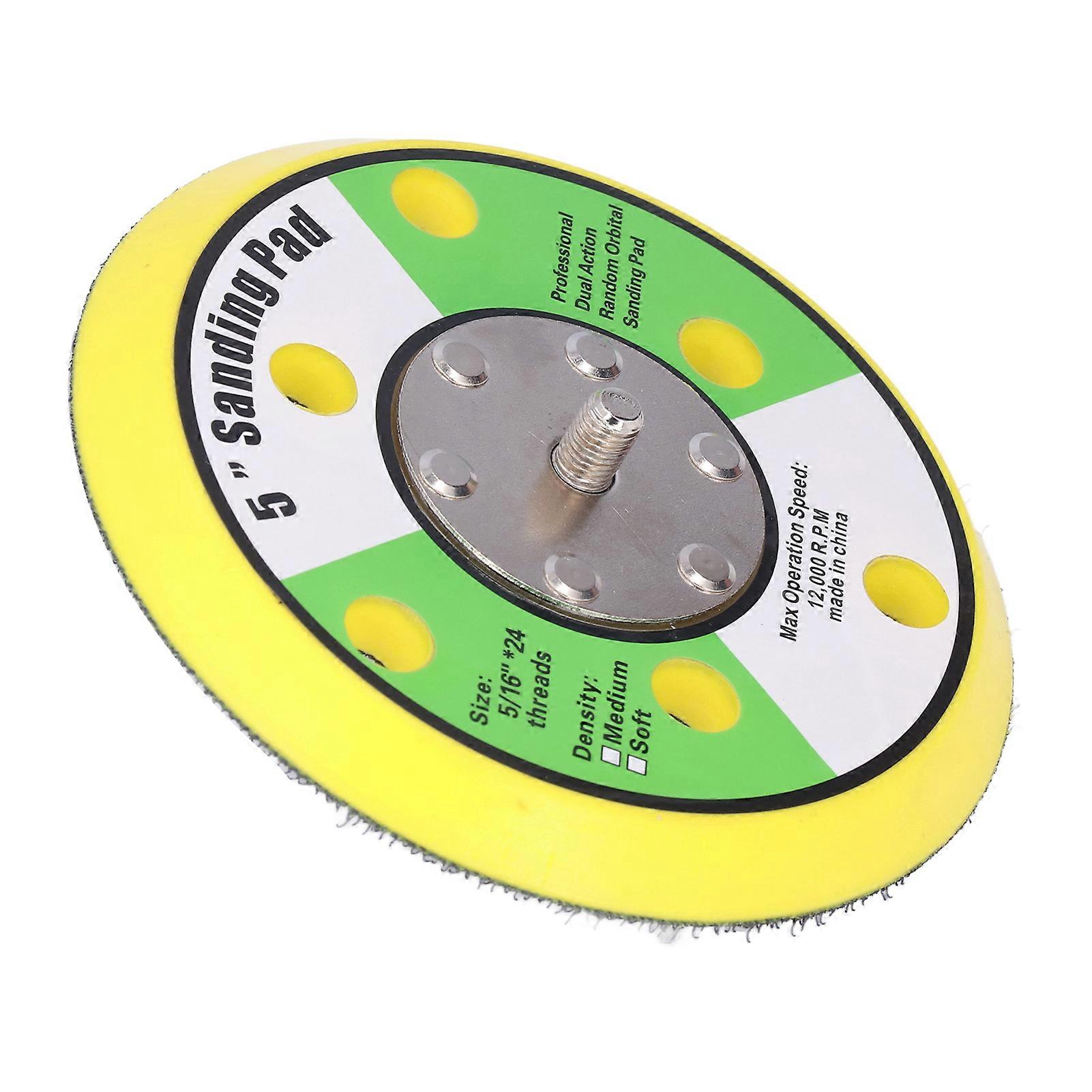 5in Sanding Pad 5/1624 Hook and Loop PU Backing Plate Pneumatic Sander Buffer 12000RPM